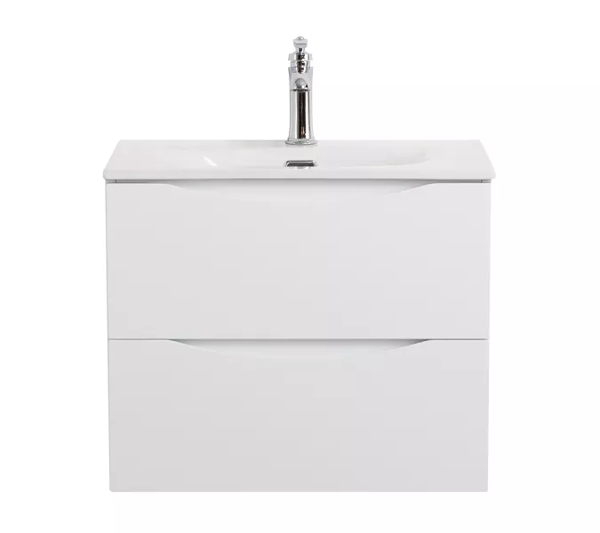 Тумба подвесная BelBagno MARINO Bianco Lucido, раковина чёрная/белая, Выбрать цвет: Белый глянец, Выбрать размер: 50, Внешний вид: с белой раковиной