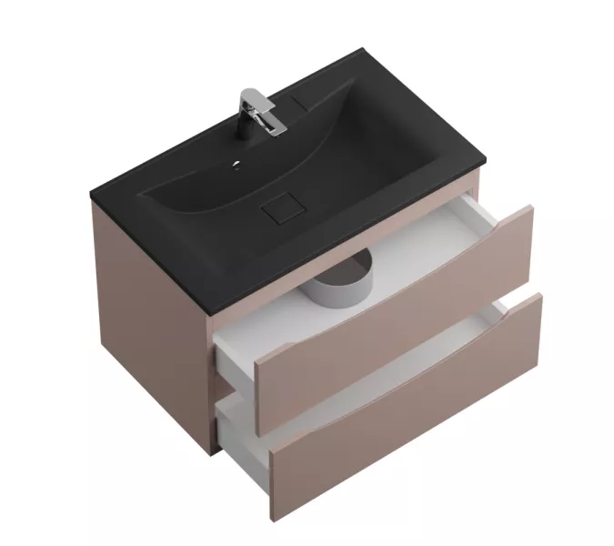 Тумба с черной раковиной подвесная BelBagno MARINO 80 Capucino Lucido, Выбрать цвет: Cappuccino, Выбрать размер: 80, Внешний вид: с черной раковиной, изображение 5