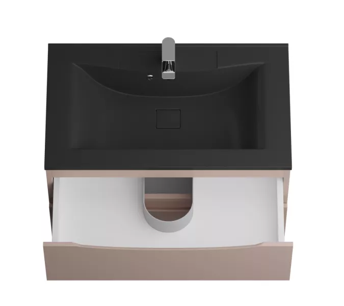 Тумба с черной раковиной подвесная BelBagno MARINO 80 Capucino Lucido, Выбрать цвет: Cappuccino, Выбрать размер: 80, Внешний вид: с черной раковиной, изображение 6