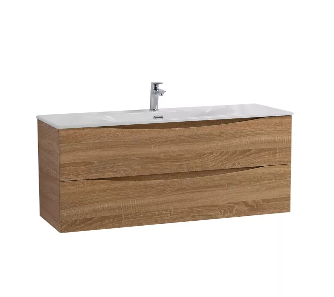 Тумба с раковиной подвесная BelBagno MARINO-CER-N  Rovere Bianco, Выбрать цвет: Дуб белый, Выбрать размер: 120, Внешний вид: с белой раковиной, изображение 2