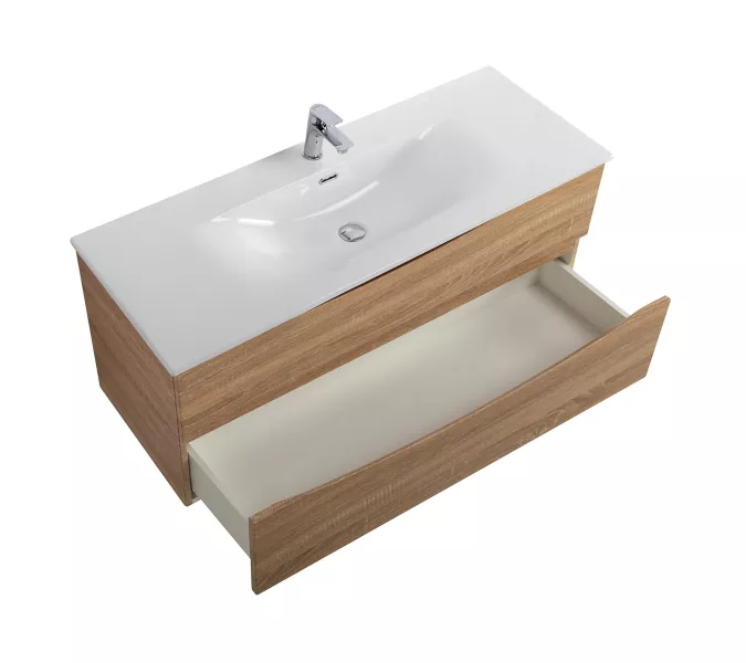 Тумба с раковиной подвесная BelBagno MARINO-CER-N  Rovere Bianco, Выбрать цвет: Дуб белый, Выбрать размер: 120, Внешний вид: с белой раковиной, изображение 4