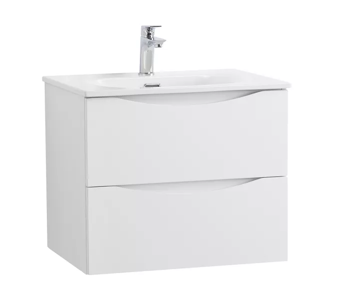 Тумба с раковиной подвесная BelBagno MARINO-CER-N Bianco Opaco, Выбрать цвет: Белый матовый, Выбрать размер: 60, Внешний вид: с белой раковиной, изображение 2