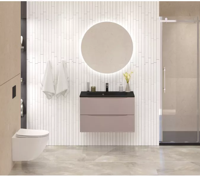 Тумба с черной раковиной подвесная BelBagno MARINO 80 Capucino Lucido, Выбрать цвет: Cappuccino, Выбрать размер: 80, Внешний вид: с черной раковиной, изображение 7