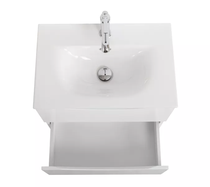 Тумба подвесная BelBagno MARINO Bianco Lucido, раковина чёрная/белая, Выбрать цвет: Белый глянец, Выбрать размер: 50, Внешний вид: с белой раковиной, изображение 6