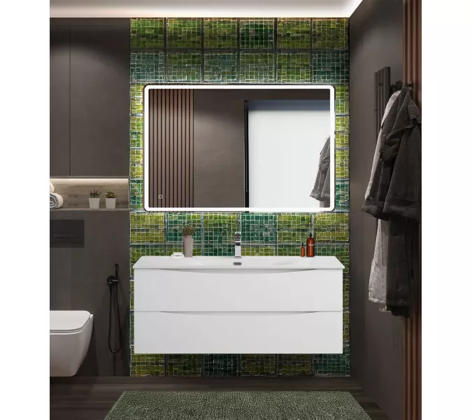 Тумба с раковиной подвесная BelBagno MARINO-CER-N Bianco Lucido, Выбрать цвет: Белый глянец, Выбрать размер: 120, Внешний вид: с белой раковиной, изображение 9