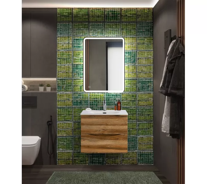 Тумба с раковиной подвесная BelBagno MARINO-CER-N Rovere Rustico, Выбрать цвет: Дуб рустикальный, Выбрать размер: 60, Внешний вид: с белой раковиной, изображение 8