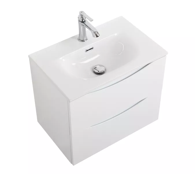 Тумба подвесная BelBagno MARINO Bianco Lucido, раковина чёрная/белая, Выбрать цвет: Белый глянец, Выбрать размер: 50, Внешний вид: с белой раковиной, изображение 7