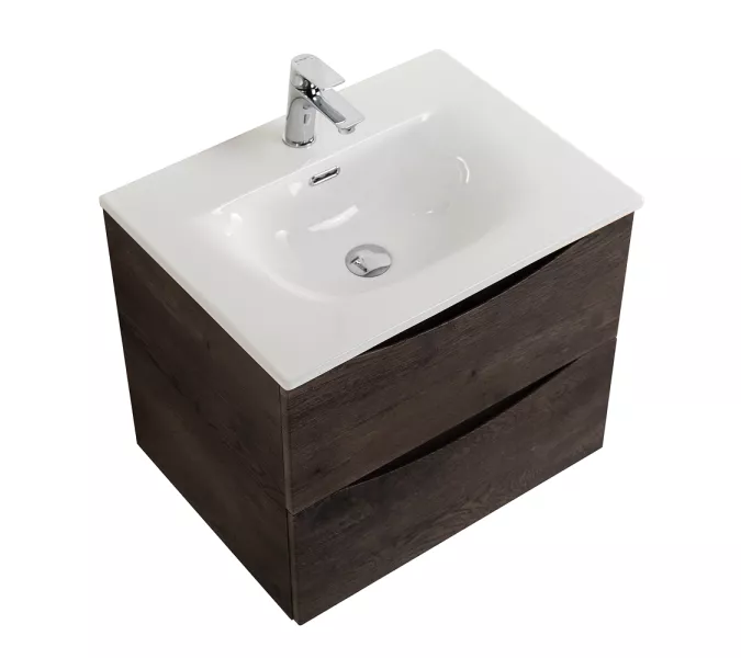 Тумба с раковиной подвесная BelBagno MARINO-CER-MINI Rovere Nature Grigio, Выбрать цвет: Дуб серый натуральный, Выбрать размер: 50, Внешний вид: с белой раковиной, изображение 4