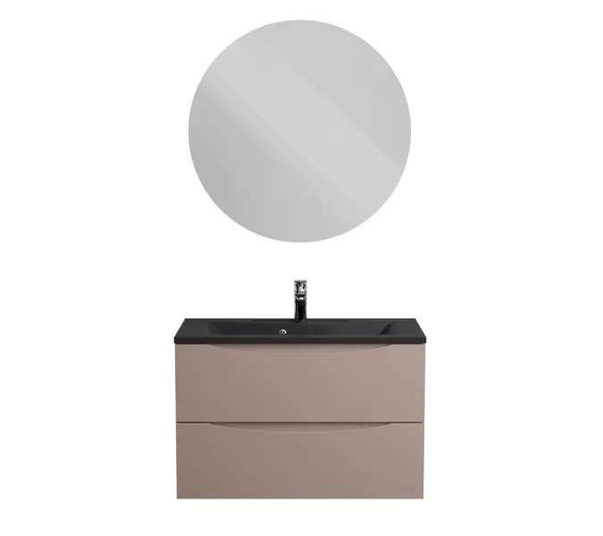 Тумба с черной раковиной подвесная BelBagno MARINO 80 Capucino Lucido, Выбрать цвет: Cappuccino, Выбрать размер: 80, Внешний вид: с черной раковиной, изображение 9