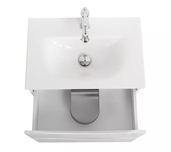 Тумба подвесная BelBagno MARINO Bianco Lucido, раковина чёрная/белая, Выбрать цвет: Белый глянец, Выбрать размер: 50, Внешний вид: с белой раковиной, изображение 4