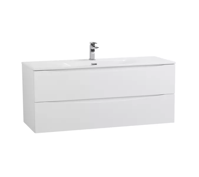 Тумба с раковиной подвесная BelBagno MARINO-CER-N Bianco Lucido, Выбрать цвет: Белый глянец, Выбрать размер: 120, Внешний вид: с белой раковиной, изображение 2