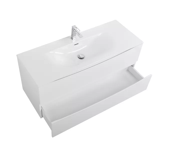 Тумба с раковиной подвесная BelBagno MARINO-CER-N Bianco Lucido, Выбрать цвет: Белый глянец, Выбрать размер: 120, Внешний вид: с белой раковиной, изображение 3