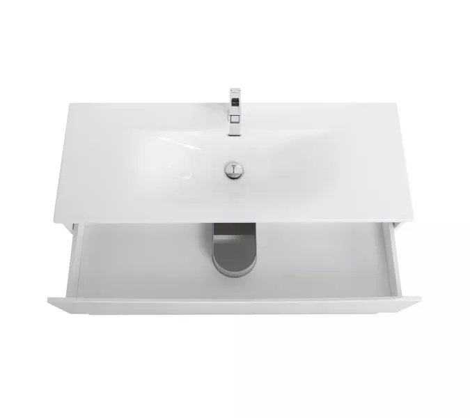 Тумба с раковиной подвесная BelBagno MARINO-CER-N Bianco Lucido, Выбрать цвет: Белый глянец, Выбрать размер: 120, Внешний вид: с белой раковиной, изображение 4