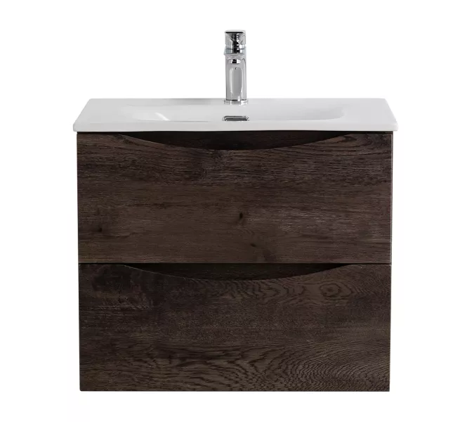 Тумба с раковиной подвесная BelBagno MARINO-CER-MINI Rovere Nature Grigio, Выбрать цвет: Дуб серый натуральный, Выбрать размер: 50, Внешний вид: с белой раковиной