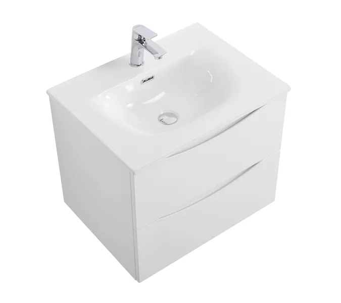 Тумба с раковиной подвесная BelBagno MARINO-CER-N Bianco Opaco, Выбрать цвет: Белый матовый, Выбрать размер: 60, Внешний вид: с белой раковиной, изображение 3