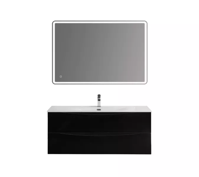 Тумба с раковиной подвесная BelBagno MARINO-CER-N Nero Lucido, Выбрать цвет: Черный глянец, Выбрать размер: 120, Внешний вид: с белой раковиной, изображение 8
