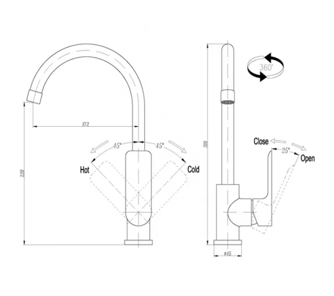 Смеситель для кухни Triton 14605-D125 Панама бирюзовый, изображение 2