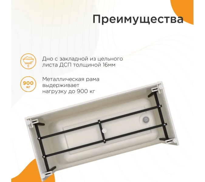 Ванна акриловая Radomir Дижон 170х70 с фронт.панелью, изображение 3