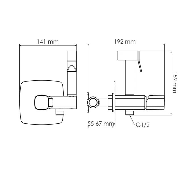 WasserKRAFT Naab 8638 Встраиваемый смеситель для душа с гигиенической лейкой, изображение 3
