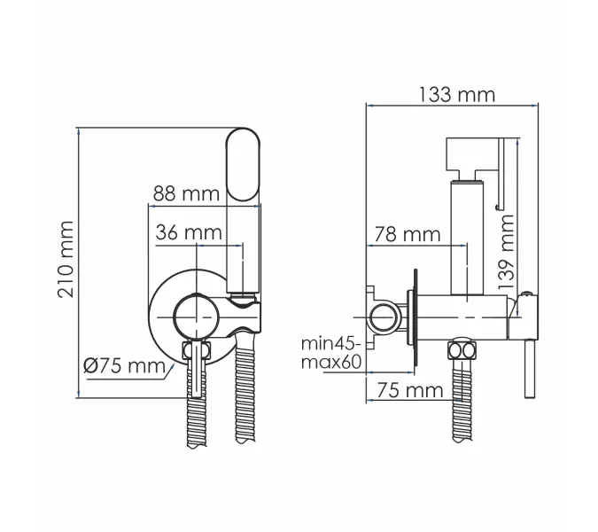WasserKRAFT A70638 Встраиваемый смеситель для душа с гигиенической лейкой, изображение 11