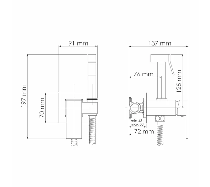 WasserKRAFT A71638 Встраиваемый смеситель для душа с гигиенической лейкой, изображение 14