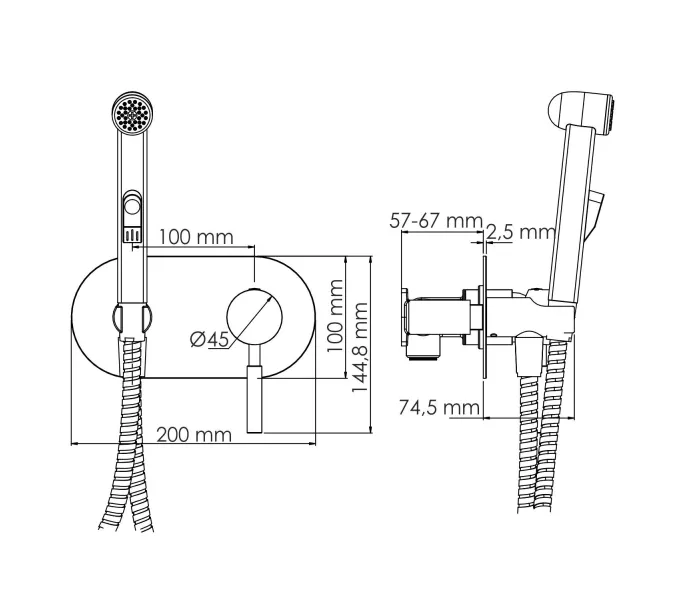 WasserKRAFT Wern 4238 Встраиваемый смеситель для душа с гигиенической лейкой, изображение 4