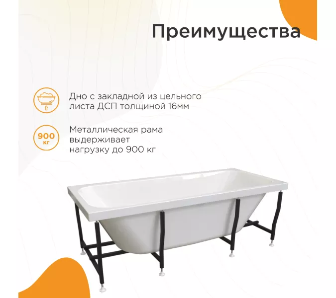 Ванна акриловая Radomir Прованс 170х75 с фронт.панелью, изображение 4