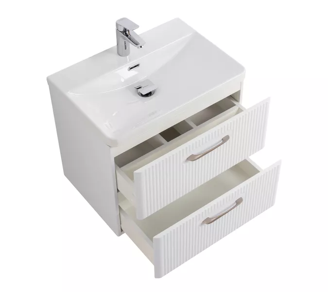 Тумба с раковиной подвесная BelBagno DUE Белый металлик, Выбрать цвет: Белый металлик, Выбрать размер: 50, изображение 4