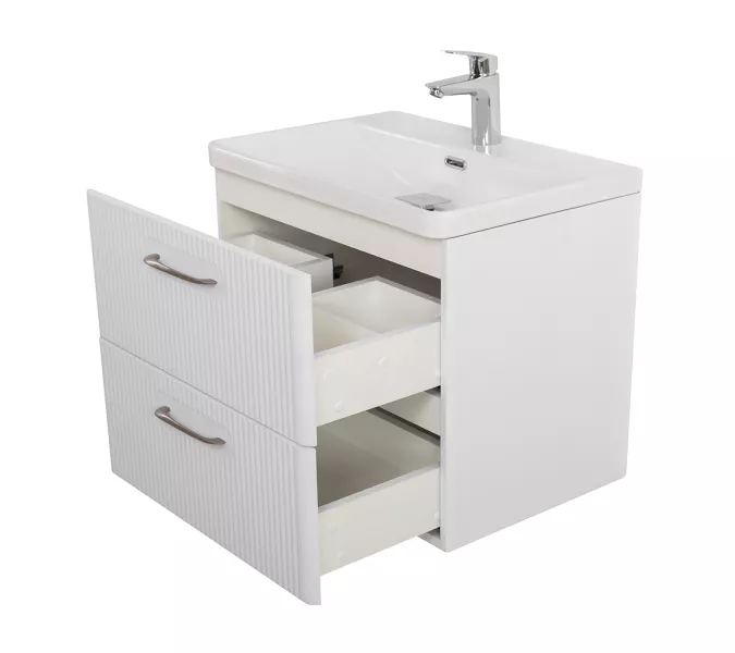 Тумба с раковиной подвесная BelBagno DUE Белый металлик, Выбрать цвет: Белый металлик, Выбрать размер: 50, изображение 6