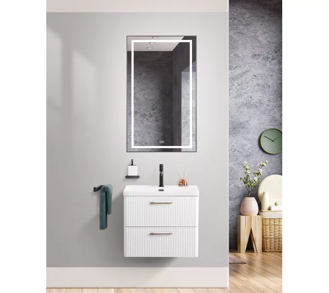 Тумба с раковиной подвесная BelBagno DUE Белый металлик, Выбрать цвет: Белый металлик, Выбрать размер: 50, изображение 10