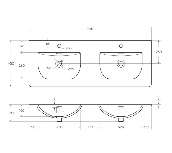Тумба подвесная с раковиной 2 чаши, с 4 ящиками BelBagno MARINO-CER-N 120 Bianco Opaco, Выбрать цвет: Белый матовый, Выбрать размер: 120, изображение 10