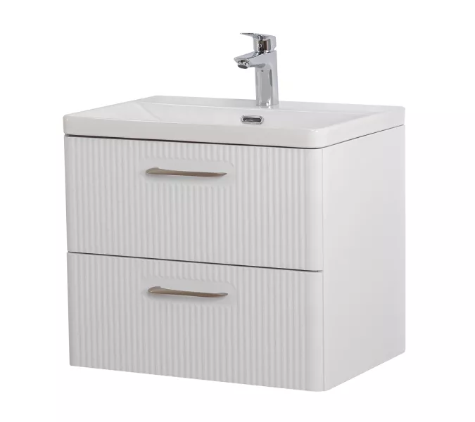 Тумба с раковиной подвесная BelBagno DUE Белый металлик, Выбрать цвет: Белый металлик, Выбрать размер: 50, изображение 2