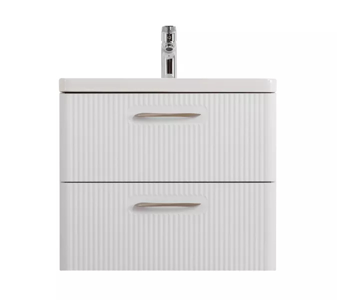 Тумба с раковиной подвесная BelBagno DUE Белый металлик, Выбрать цвет: Белый металлик, Выбрать размер: 50