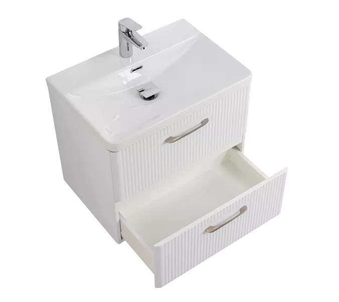 Тумба с раковиной подвесная BelBagno DUE Белый металлик, Выбрать цвет: Белый металлик, Выбрать размер: 50, изображение 3