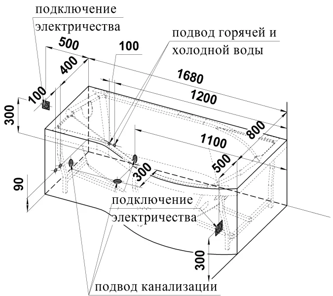 Ванна акриловая Radomir  Миранда 168х95 см, левая, с фронт.панелью, изображение 16