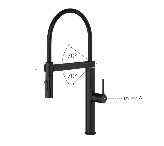WasserKRAFT A8867 Смеситель для кухни сенсорный, Выбрать цвет: Черный, изображение 4