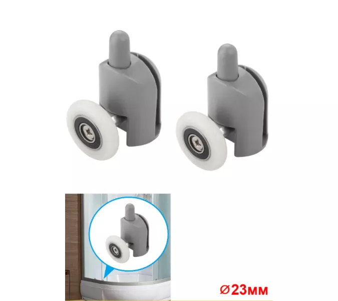 Ролики Acwen для душевой кабины (комплект 2 шт) одинарный + двойной, серые, изображение 6