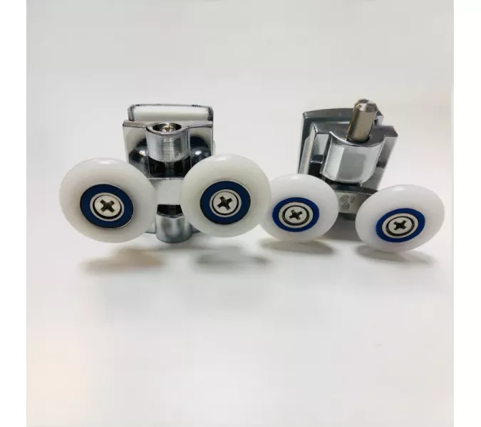 Ролики двойные Acwen для душевой кабины (комплект 2 шт), верх + низ, хром, изображение 2