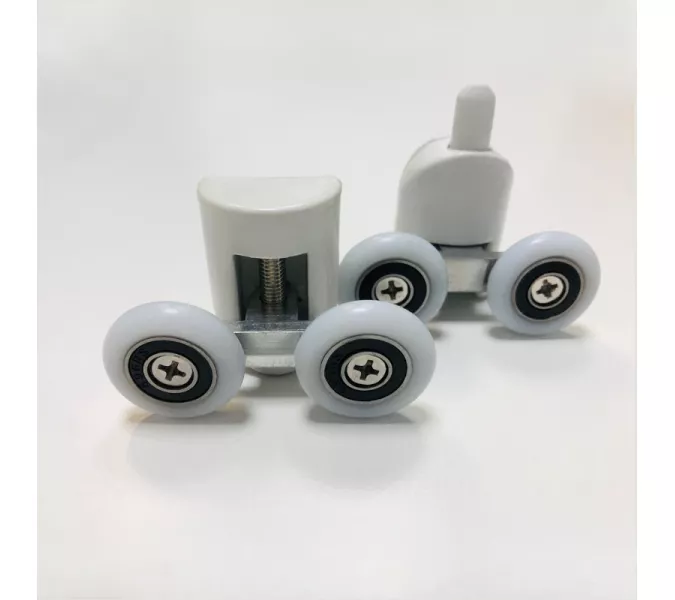 Ролики двойные Acwen для душевой кабины (комплект 2 шт), верх + низ, белые, изображение 2