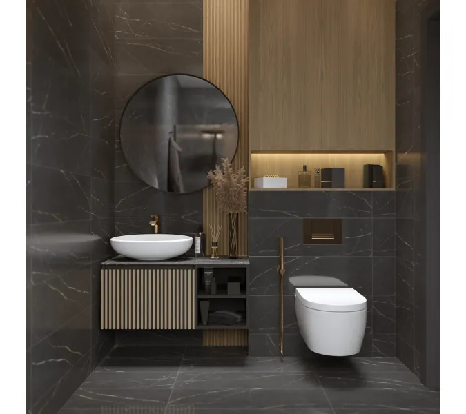 Тумба 1Marka подвесная Rail 90П 1ящик/ 2полки  Gray, изображение 7