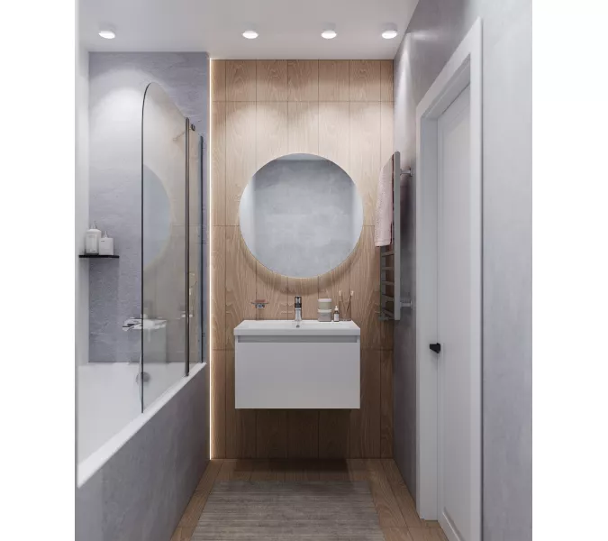 Тумба подвесная 1Marka Aris mini  1ящик, белая аляска/белый глянец, Выбрать цвет: Белый, Выбрать размер: 60