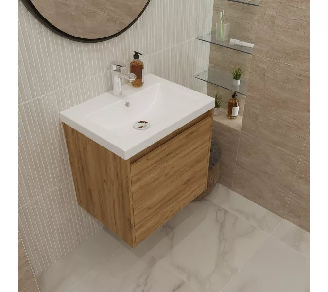 Тумба подвесная 1Marka Миябе 59х55х45 1ящик , дуб вотан, изображение 4