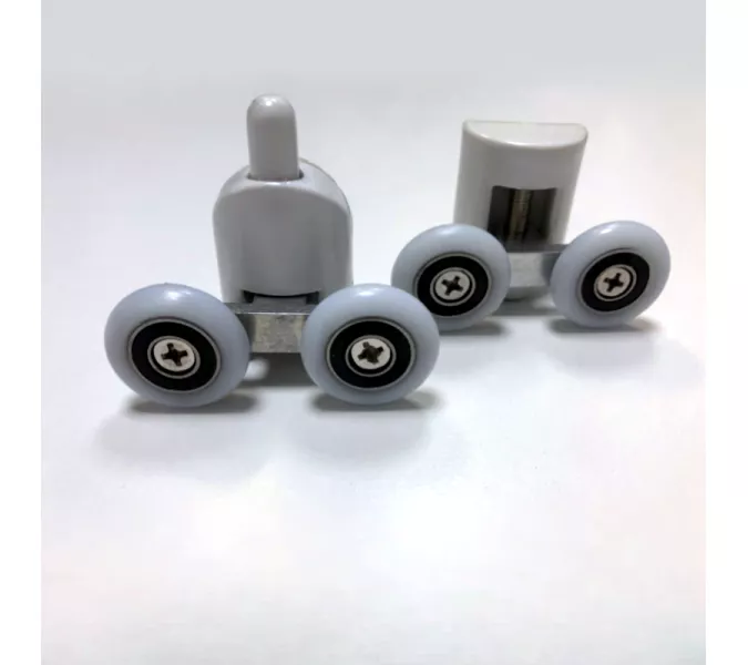 Ролики двойные Acwen для душевой кабины (комплект 2 шт), верх + низ, белые