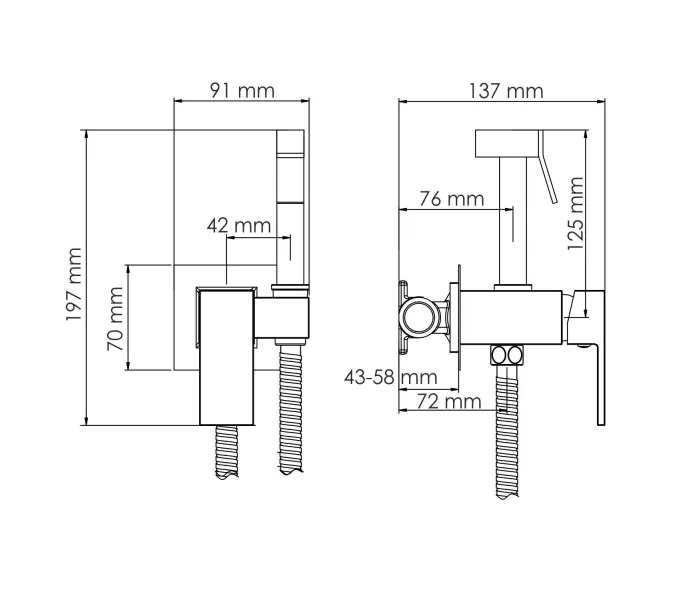 WasserKRAFT A71738 Встраиваемый смеситель для душа с гигиенической лейкой, изображение 3