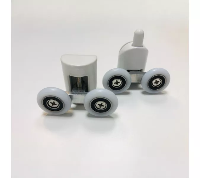 Ролики двойные Acwen для душевой кабины (комплект 2 шт), верх + низ, белые, изображение 4