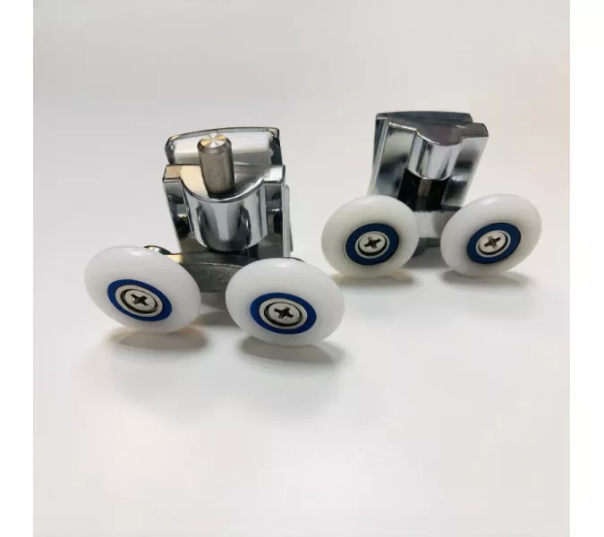 Ролики двойные Acwen для душевой кабины (комплект 2 шт), верх + низ, хром