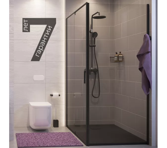 Душевой уголок  Wasserkraft  Elbe 74P, Цвет стекла: прозрачное, Цвет профиля: Черный, Выбрать размер: 80х80, изображение 6