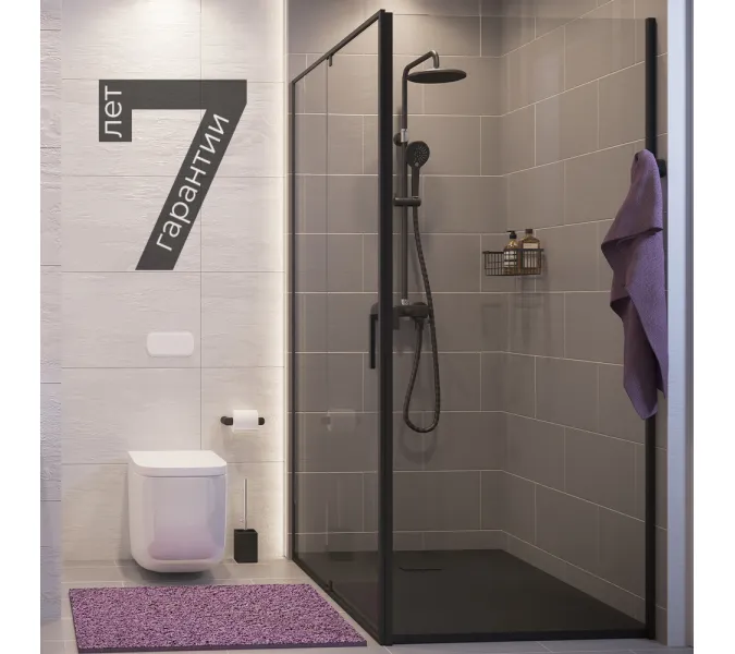 Душевой уголок  Wasserkraft  Elbe 74P, Цвет стекла: прозрачное, Цвет профиля: Черный, Выбрать размер: 80х120, изображение 7