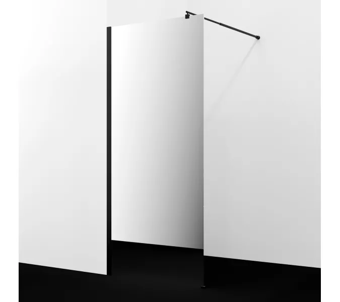 Душевая перегородка WasserKRAFT Rur 30W  MB-MR зеркальное/черный, Цвет стекла: зеркальное, Цвет профиля: Черный, Цвет профиля (вариация): Черный, Выбрать размер: 110, изображение 2