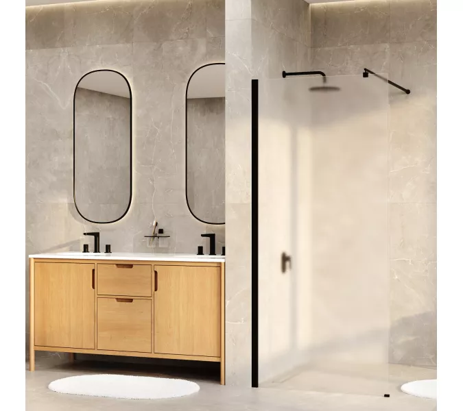 Душевая перегородка WasserKRAFT  Rur  30W MB-MG матовое/черный, Цвет стекла: матовое, Цвет профиля: Черный, Цвет профиля (вариация): Черный, Выбрать размер: 90